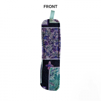 Fabric Bookmark with Looped Ribbon - Purple Flowers